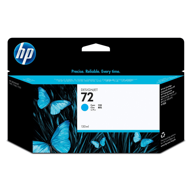 HP 72 130-ml DesignJet Cyan High Yield Printer Ink Cartridge Original C9371A Single-pack