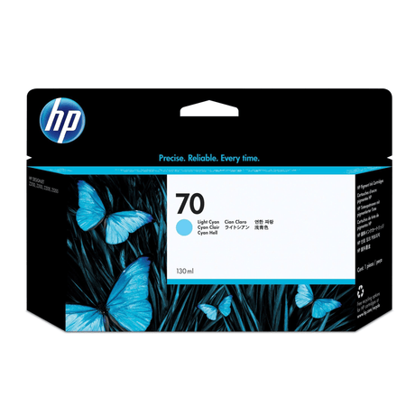 HP 70 130-ml DesignJet Light Cyan Printer Ink Cartridge Original C9390A Single-pack