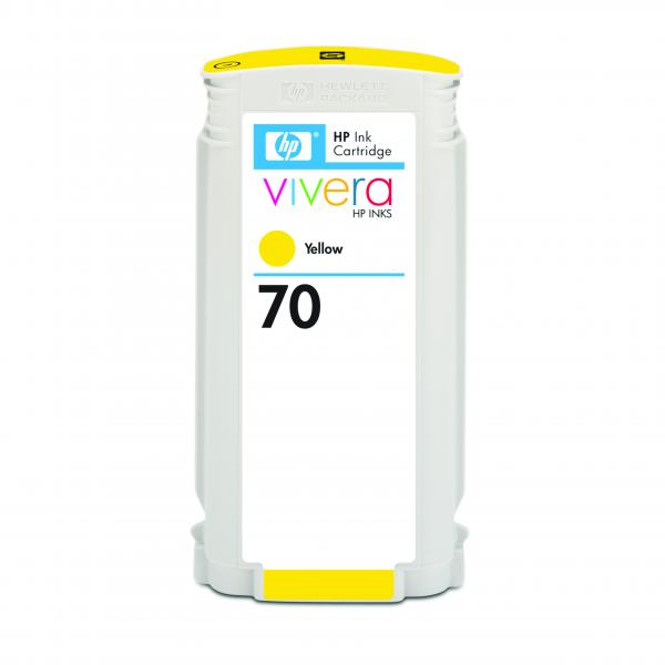 HP 70 130-ml DesignJet Yellow Printer Ink Cartridge Original C9454A Single-pack