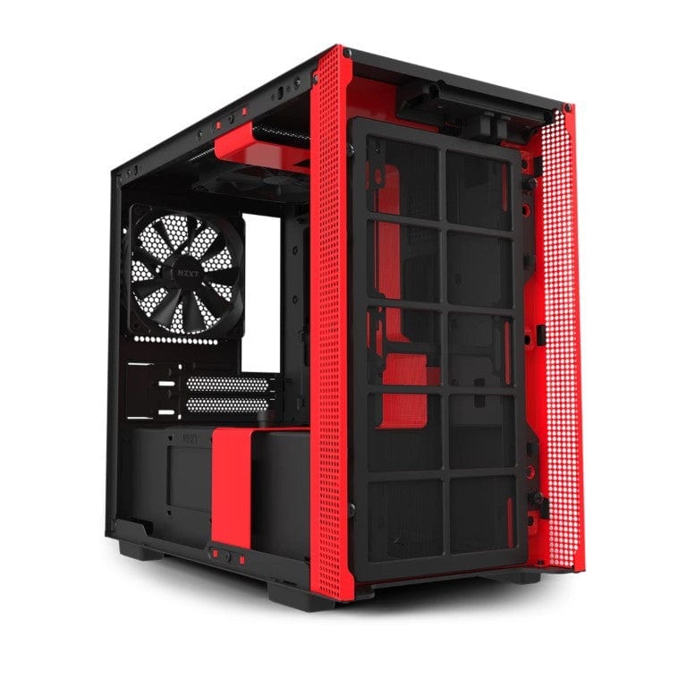 NZXT H210i Mini ITX Tower Case with Lighting and Fan Control Matte Black and Red CA-H210I-BR