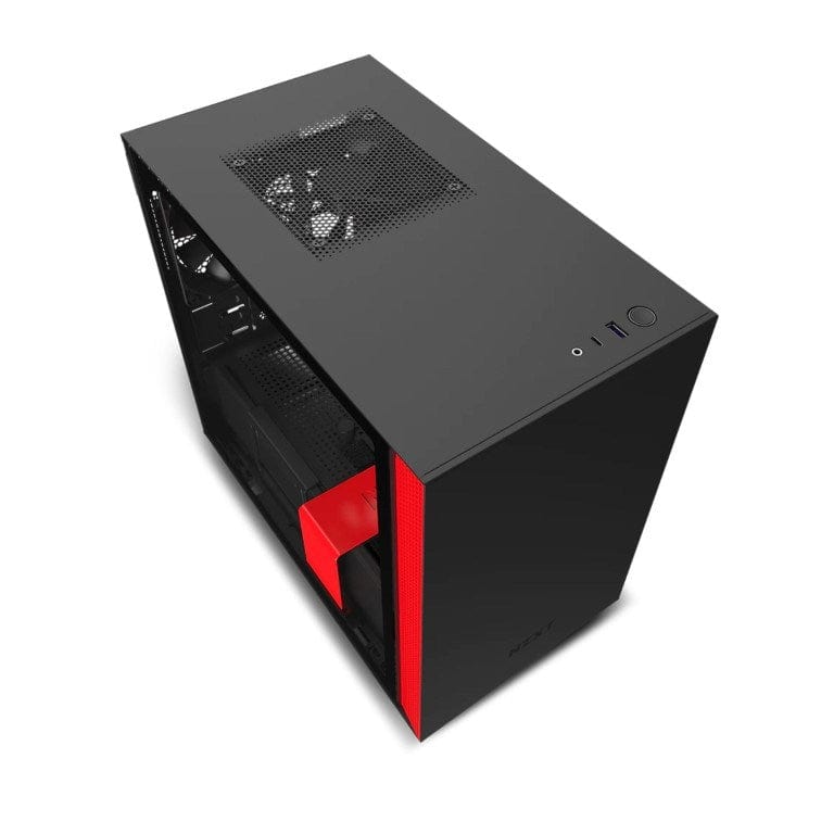 NZXT H210i Mini ITX Tower Case with Lighting and Fan Control Matte Black and Red CA-H210I-BR