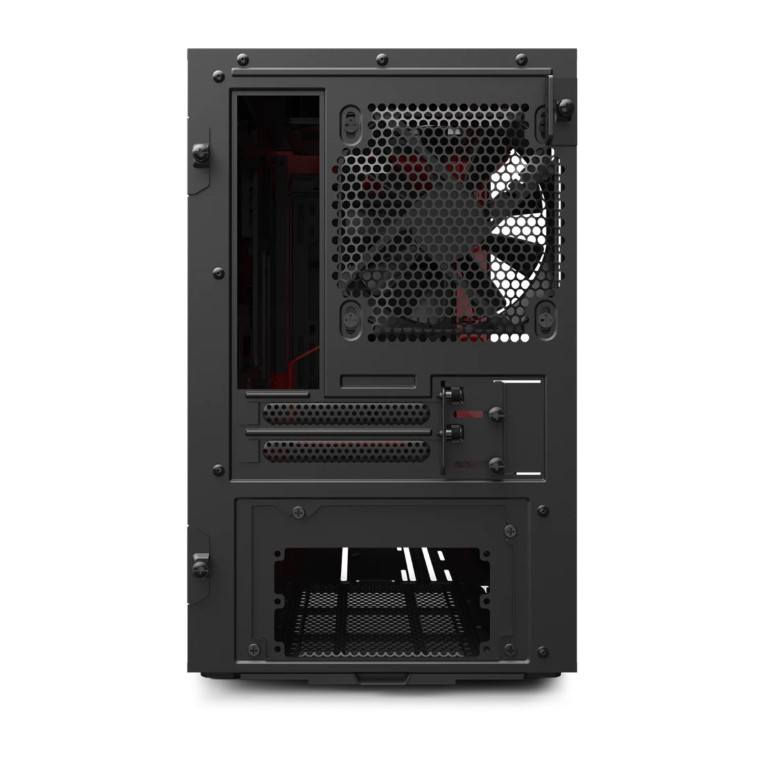 NZXT H210i Mini ITX Tower Case with Lighting and Fan Control Matte Black and Red CA-H210I-BR