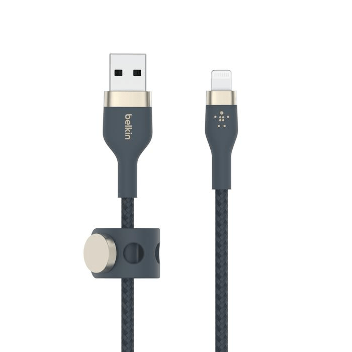 Belkin BoostCharge Pro Flex 1m USB-A Cable with Lightning Connector Blue CAA010BT1MBL