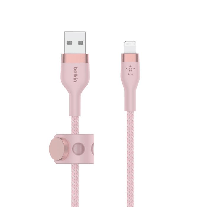 Belkin BoostCharge Pro Flex 1m USB-A Cable with Lightning Connector Pink CAA010BT1MPK