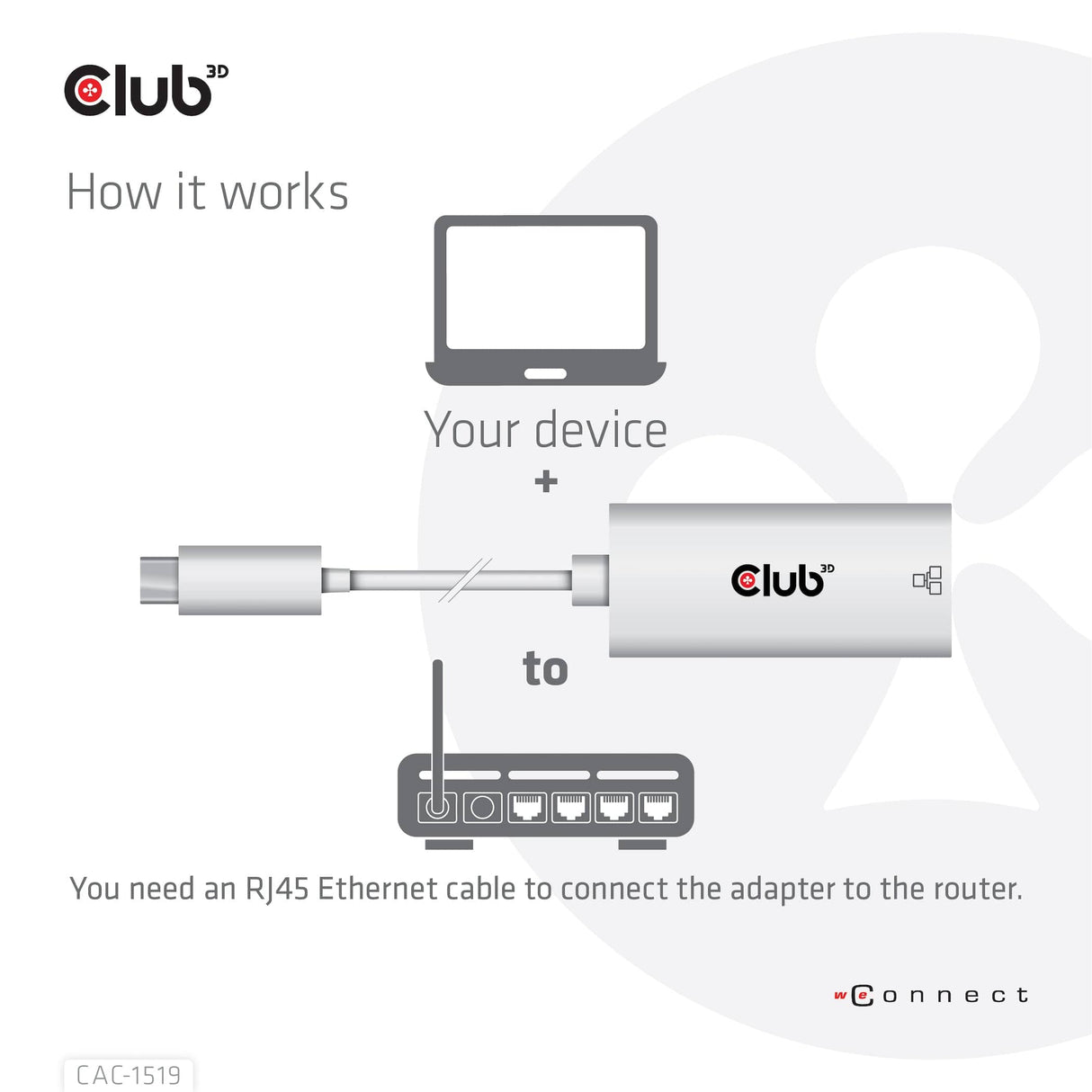 CLUB3D USB3.2 Gen1 Type-C to Gigabit Ethernet Adapter M/F