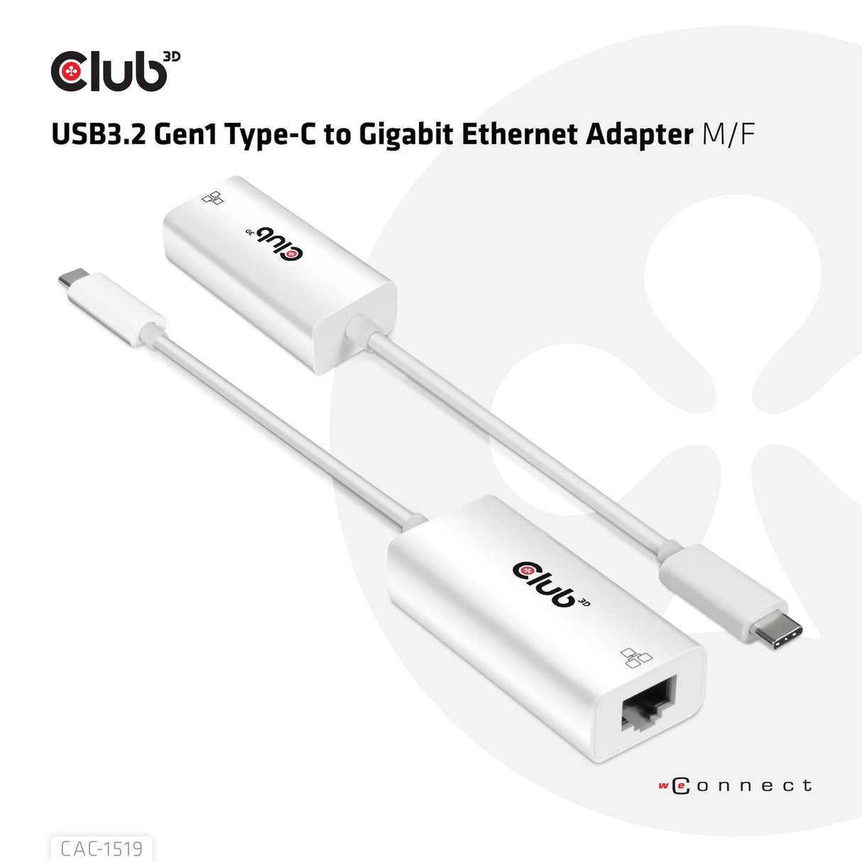 CLUB3D USB3.2 Gen1 Type-C to Gigabit Ethernet Adapter M/F