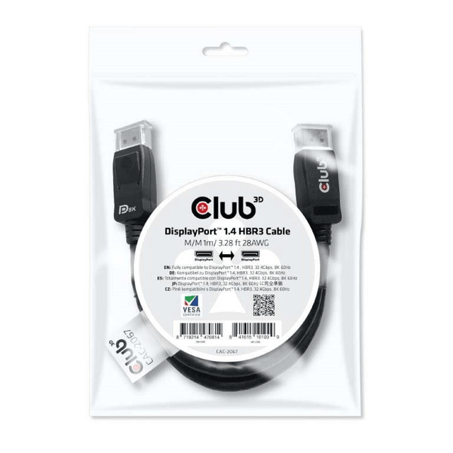 CLUB3D DisplayPort 1.4 HBR3 1m Cable CAC-2067