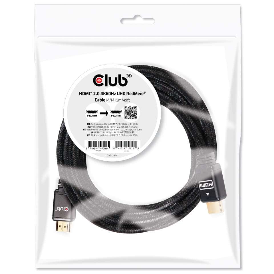 CLUB3D HDMI 2.0 4K60Hz RedMere cable 15m/49.2ft