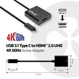 CLUB3D USB 3.1 Type C to HDMI 2.0 UHD 4K 60Hz Active Adapter