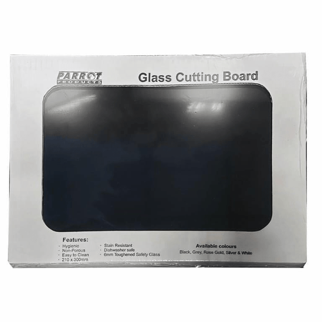 Parrot Glass Cutting Board 210x300mm Black CB2129B