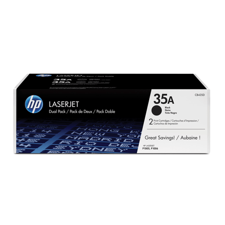 HP 35A Black Toner Cartridges 1,500 Pages Each Original CB435AD Dual-pack