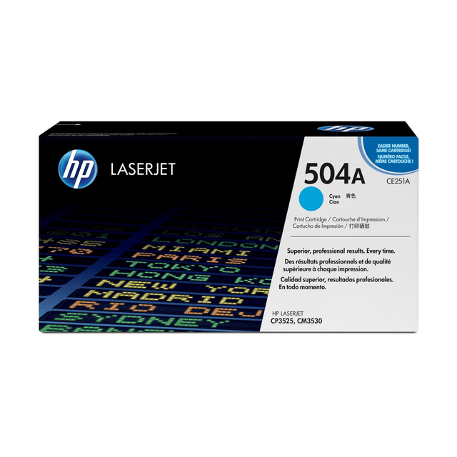 HP 504A Cyan Toner Cartridge 7,000 Pages Original CE251A Single-pack