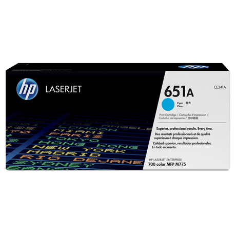 HP 651A Cyan Toner Cartridge 16,000 Pages Original CE341A Single-pack