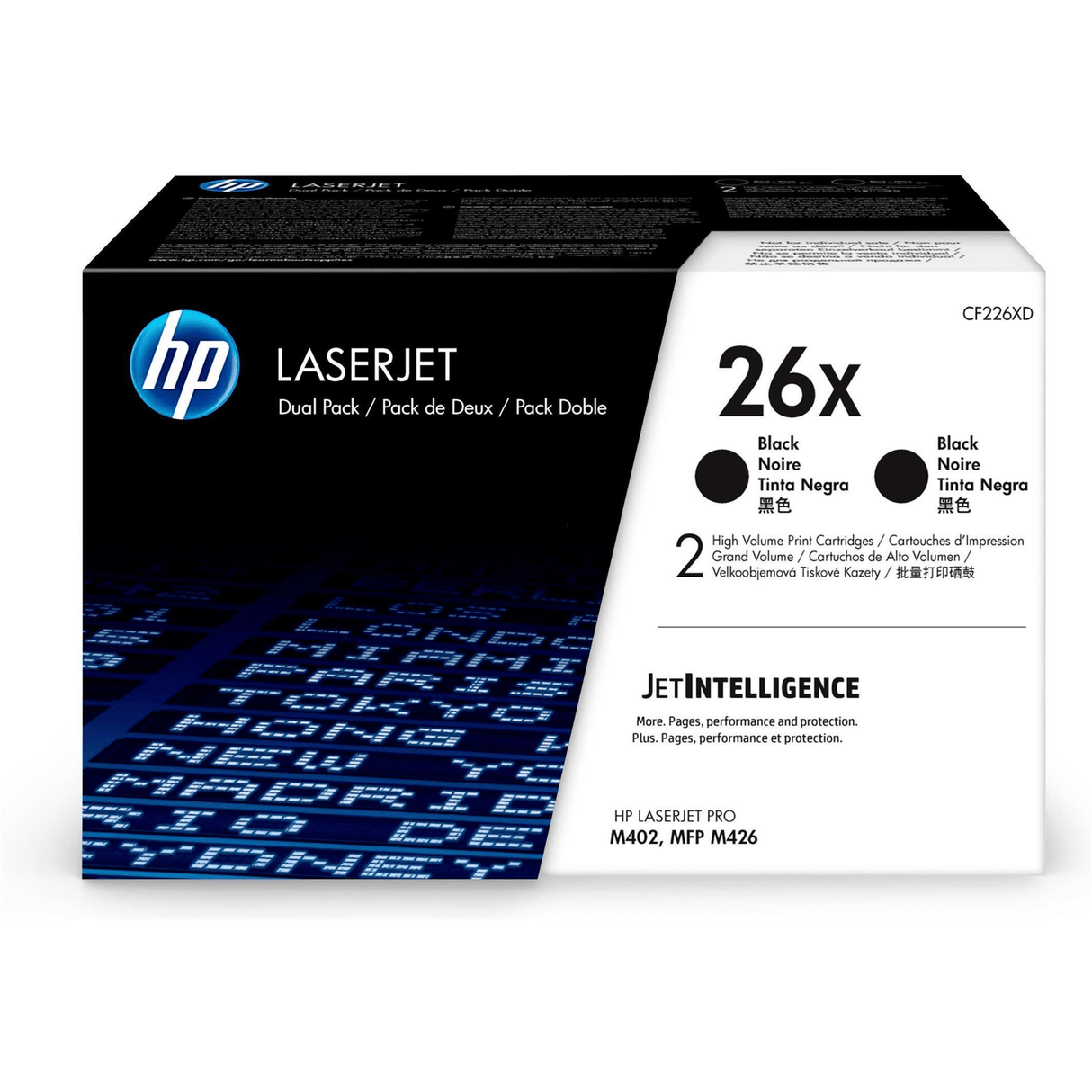 HP 26X Black Toner Cartridges 9,000 Pages Each Original CF226XD Dual-pack