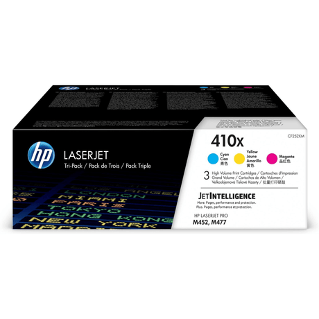 HP 410X Cyan Magenta Yellow Toner Cartridges 5,000 Pages Each Original CF252XM 3-pack