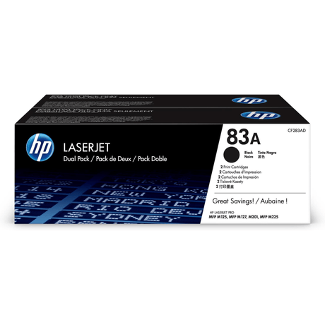 HP 83A Black Toner Cartridges 1,500 pages each Original Dual-pack CF283AF