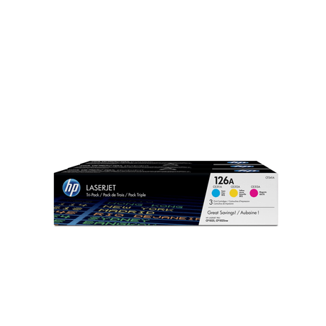 HP 126A Cyan Magenta Yellow Toner Cartridges 1,000 Pages Each Original CF341A 3-pack