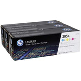 HP 305A Cyan Magenta Yellow Toner Cartridges 2,600 Pages Each Original CF370AM 3-pack