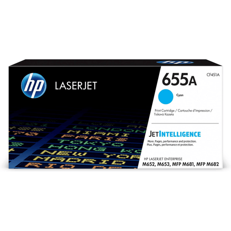 HP 655A Cyan Toner Cartridge 10,500 Pages Original CF451A Single-pack