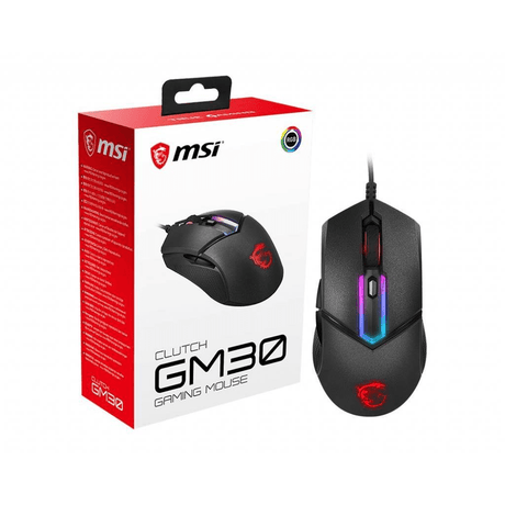 MSI CLUTCH GM30 RGB Optical Gaming Mouse '6200 DPI Optical Sensor, 6 Programmable button, Dual-Zone RGB, Ergonomic design, OMRON Switch with 20+ Million Clicks, RGB Mystic Light'