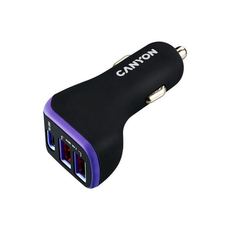 Canyon C-08 Universal 3-port USB Car Charger / Adapter Black Purple CNE-CCA08PU