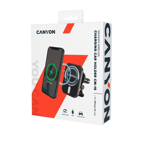 Canyon CM-15 iPhone 12/13 Magnetic Car Holder with Wireless Charging Black CNE-CCA15B01