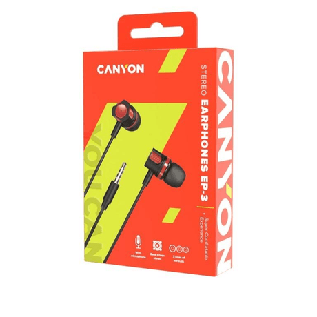 Canyon EP-3 Comfortable In-ear Headset with Microphone Red CNE-CEP3R