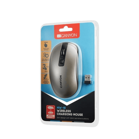 Canyon MW-18 Wireless Rechargeable Optical Mouse Dark Grey CNS-CMSW18DG