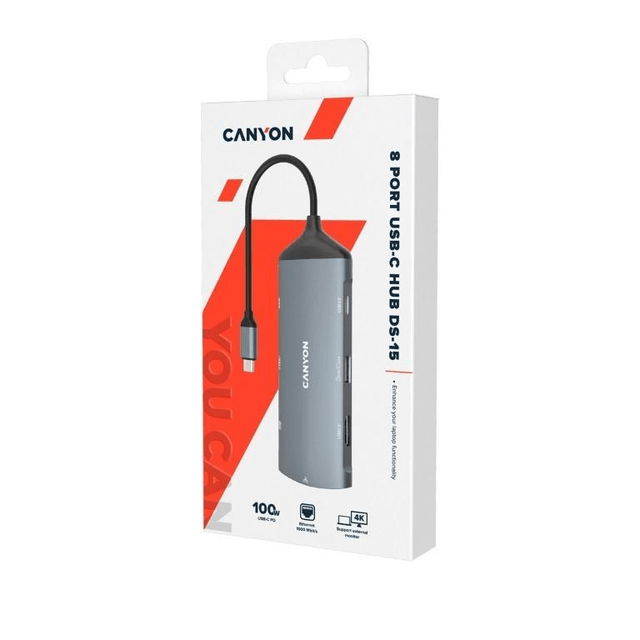 Canyon DS-15 8-in-1 USB-C Hub Dark Grey CNS-TDS15