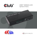 CLUB3D HDMI™ 4K@60Hz UHD Splitter AC Power 4 ports