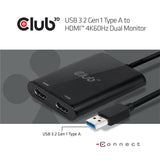 CLUB3D USB A to HDMI™ 2.0 Dual Monitor 4K 60Hz