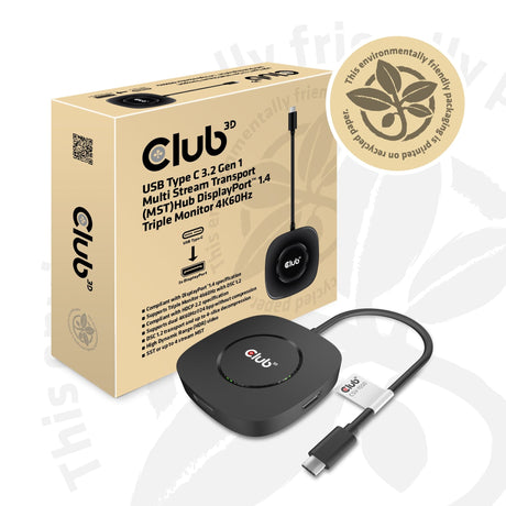 CLUB3D USB Type C 3.2 Gen 1 Multi Stream Transport (MST)Hub DisplayPort1.4 Triple Monitor