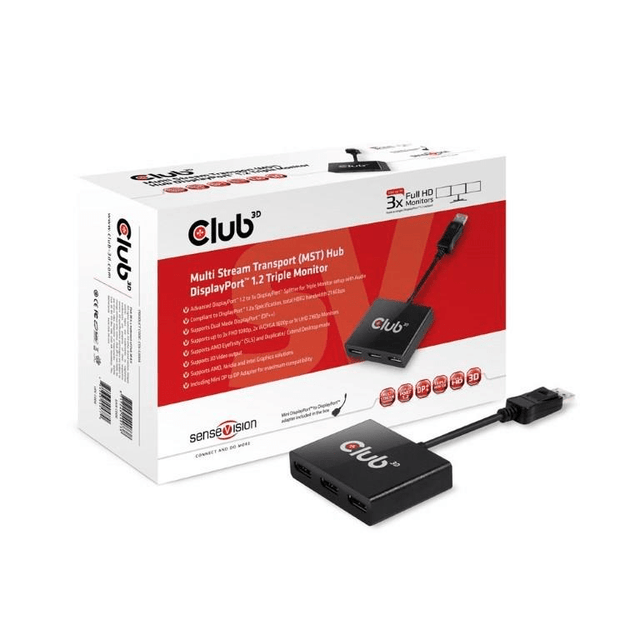 CLUB3D Multi Stream Transport Hub DisplayPort to Triple DisplayPort 1.2 Monitor CSV-5300A