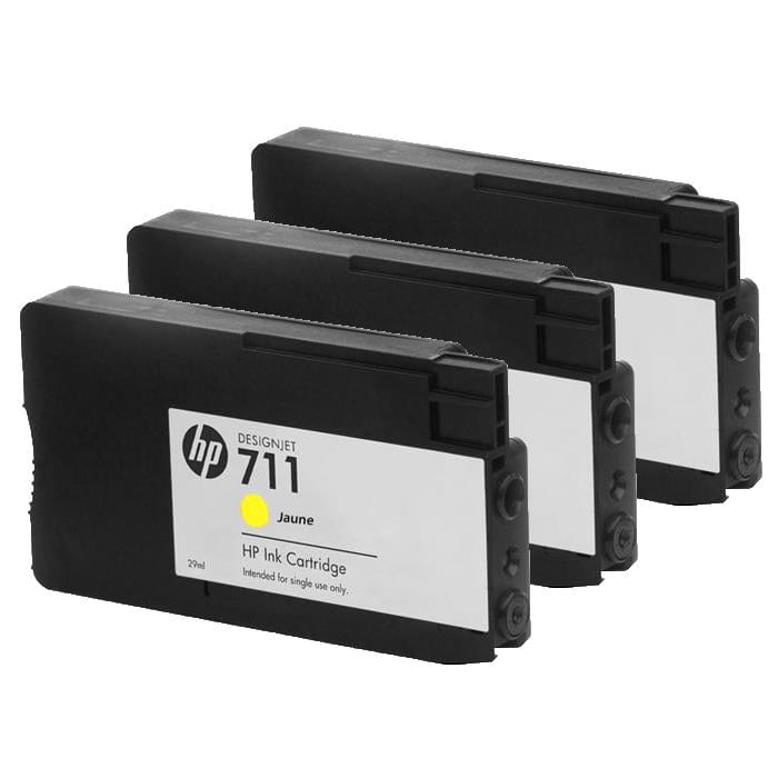 HP 711 29-ml DesignJet Yellow Printer Ink Cartridges Original CZ136A 3-pack