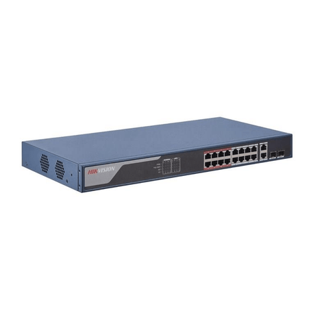 Hikvision 16-port PoE Fast Ethernet Smart Switch with 2x 1Gbps Combo Ports