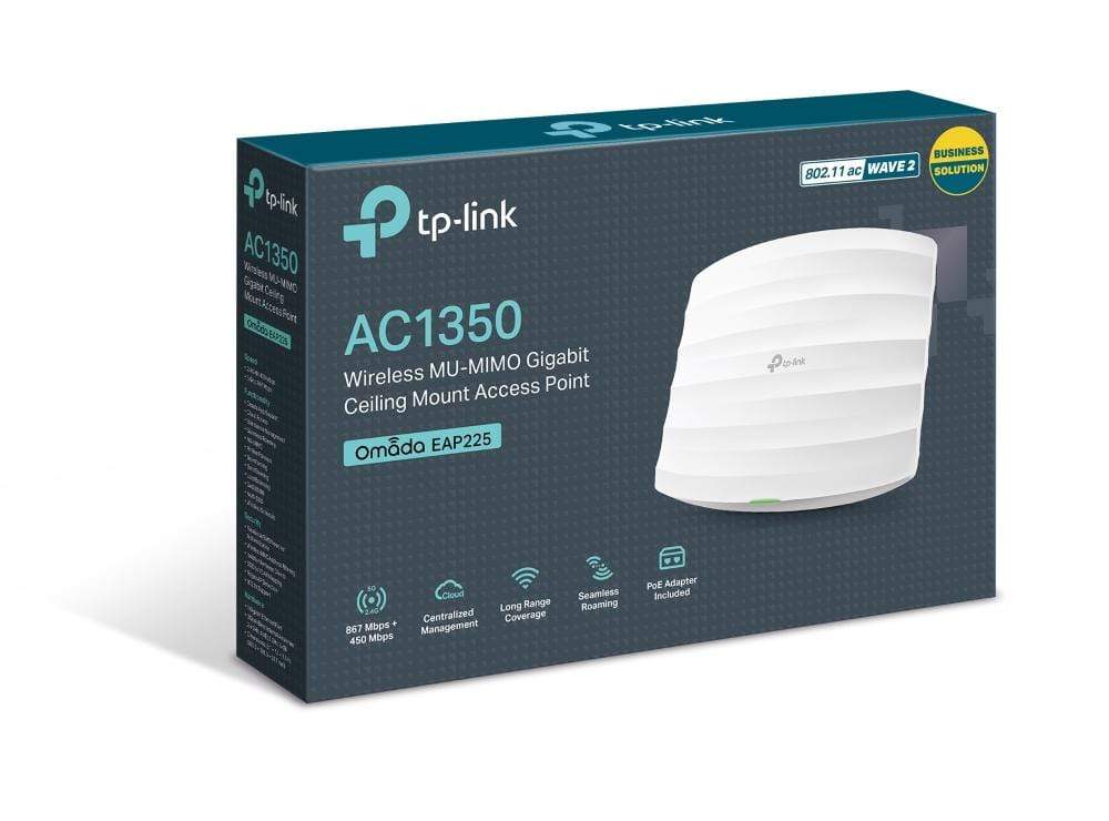 TP-Link EAP225 Wi-Fi 5 Wireless Router - Dual-band 2.4GHz and 5GHz Gigabit Ethernet White