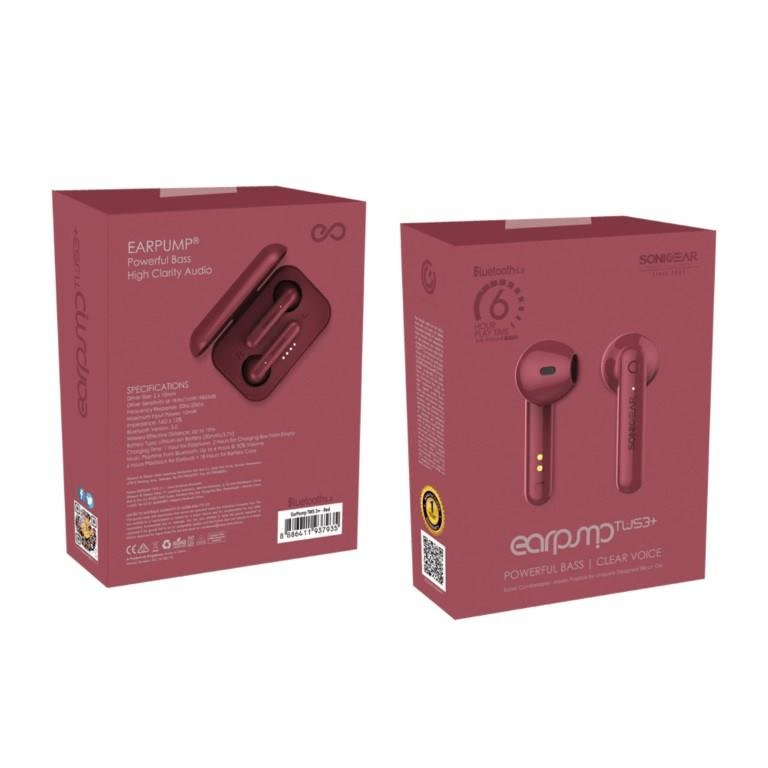 SonicGear Earpump TWS 3+ Bluetooth Earphones Red EARPUMPTWS3Red