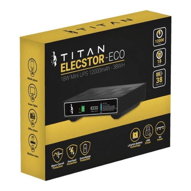 TITAN Elecstor ECO32700 18W 12000mAh 38WH Mini DC UPS