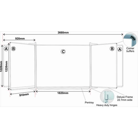 Parrot Educational Board Magnetic Whiteboard 1220x910mm Swing Leaf Option B ED4068