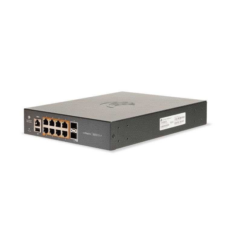 Cambium Networks cnMatrix EX1010-P 8-port Gigabit L2 PoE+ Managed Switch with 2-port SFP