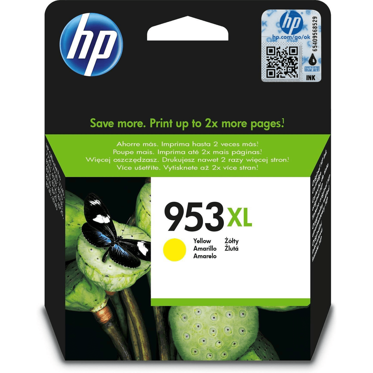 HP 953XL Yellow High Yield Printer Ink Cartridge Original F6U18AE Single-pack