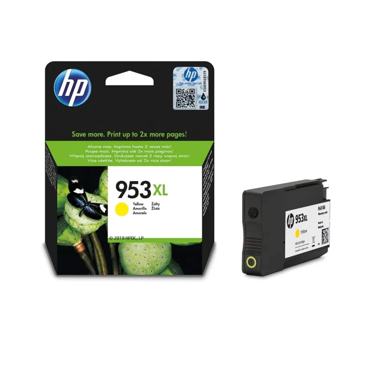 HP 953XL Yellow High Yield Printer Ink Cartridge Original F6U18AE Single-pack