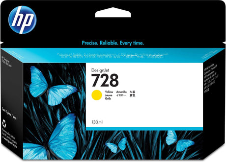 HP 728 130-ml DesignJet Yellow Printer Ink Cartridge Original F9J65A Single-pack