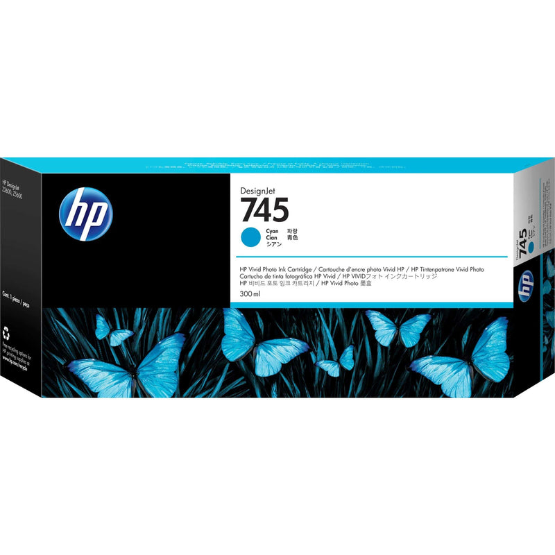 HP DesignJet 745 300-ml Cyan Ink Cartridge Original F9K03A Single-pack