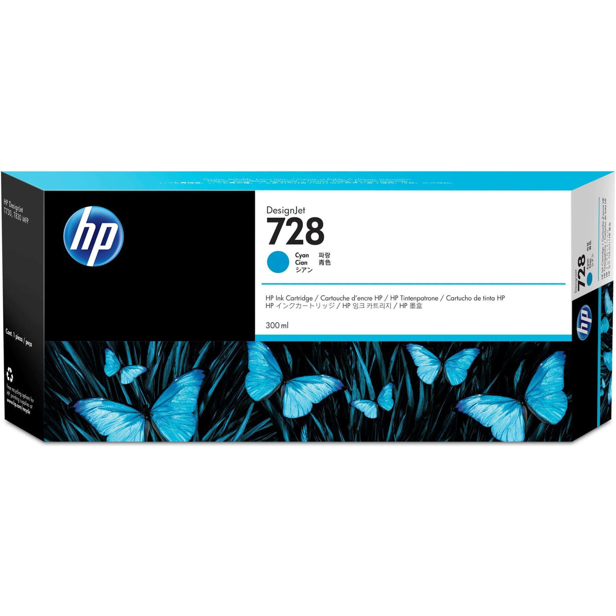 HP 728 300-ml DesignJet Cyan Printer Ink Cartridge Original F9K17A Single-pack