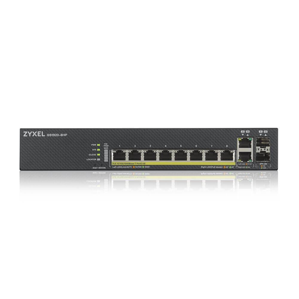 ZyXEL GS1920-8HPV2 Managed Switch Gigabit Ethernet PoE Black GS1920-8HPV2-EU0101F