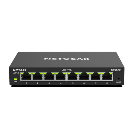 Netgear GS308E Managed Switch Gigabit Ethernet Black GS308E-100PES