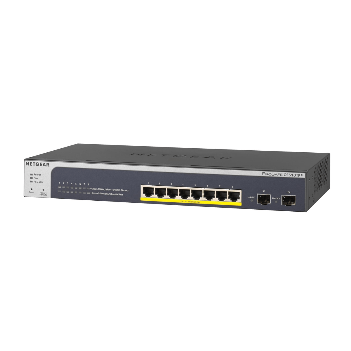 Netgear GS510TPP Managed Switch L2/L3/L4 Gigabit Ethernet PoE Black GS510TPP-100EUS