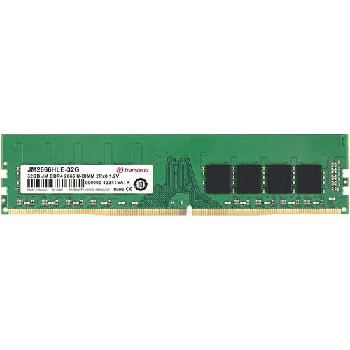 Transcend JetRam JM2666HLE-32G Memory Module U-DIMM 32GB DDR4 2666MHz JM2666HLE-32G