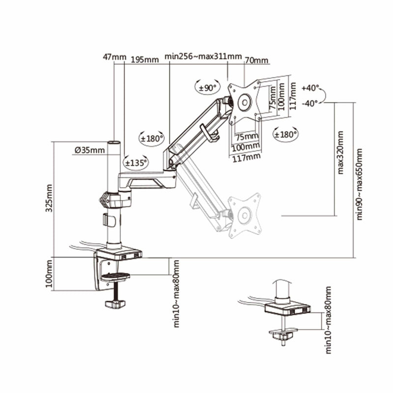 650119 13-32 Articulating Dual Arm Monitor Laptop Desk Mount